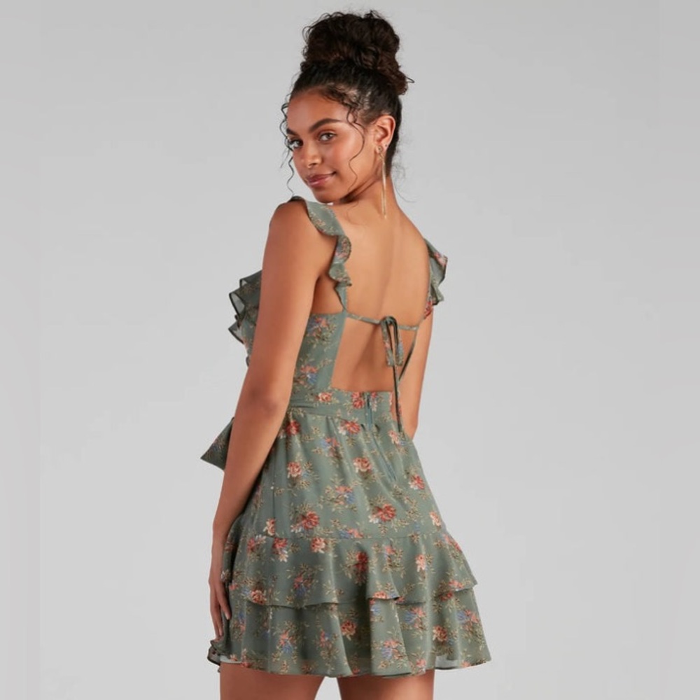 Windsor Too Sweet Floral Ruffled Skater Dress - Picture 7 of 7